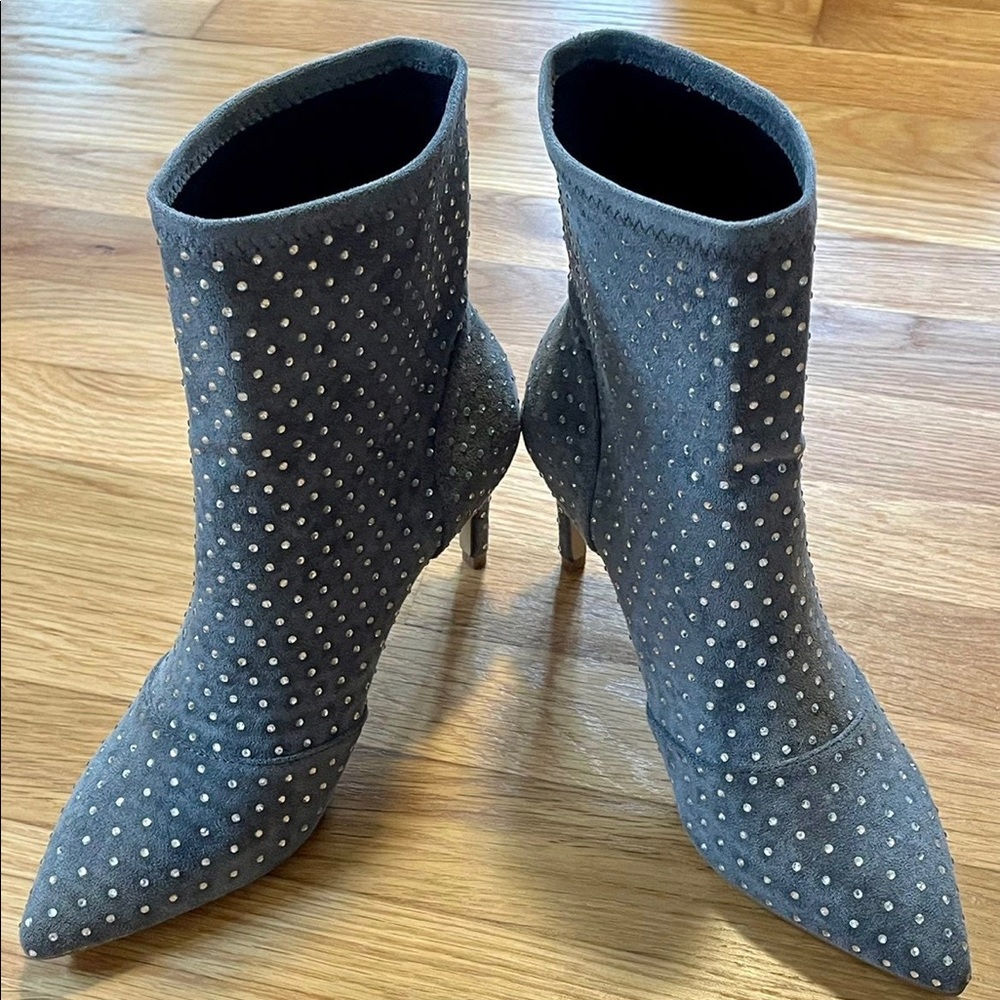 Charles David Womens Personal Ankle Boots Booties Gray Rhinestone 7 M New